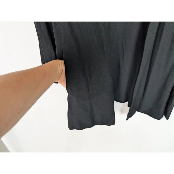 Eileen Fisher L Open Front Cardigan Black Flowy Jersey Stretch Classic Nuetral - Picture 9 of 14
